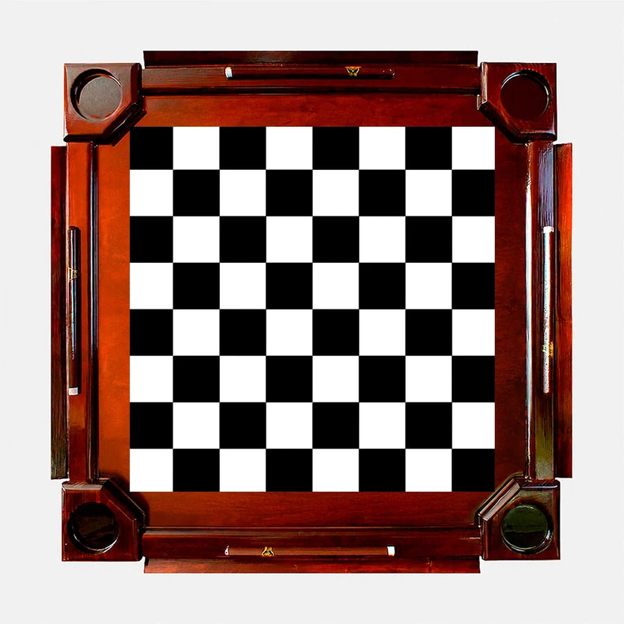 Wooden Domino Table — Dark Finish Wood / Checkers Board
