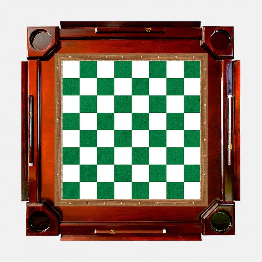 Wooden Domino Table — Dark Finish Wood / Chess Board