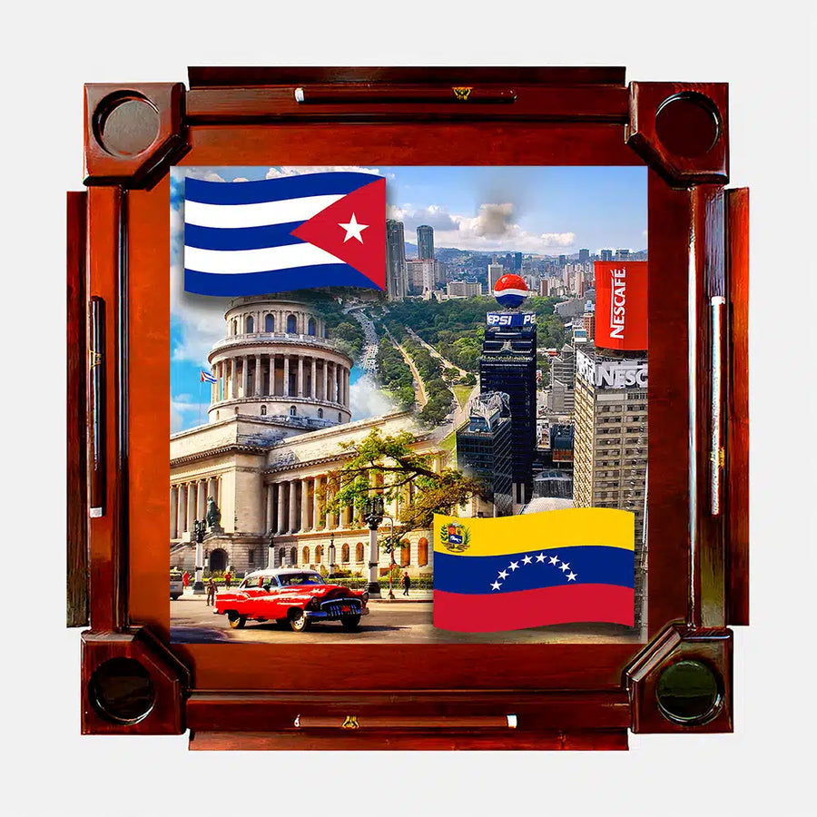 Wooden Domino Table — Dark Finish Wood / Cuba Venezuela