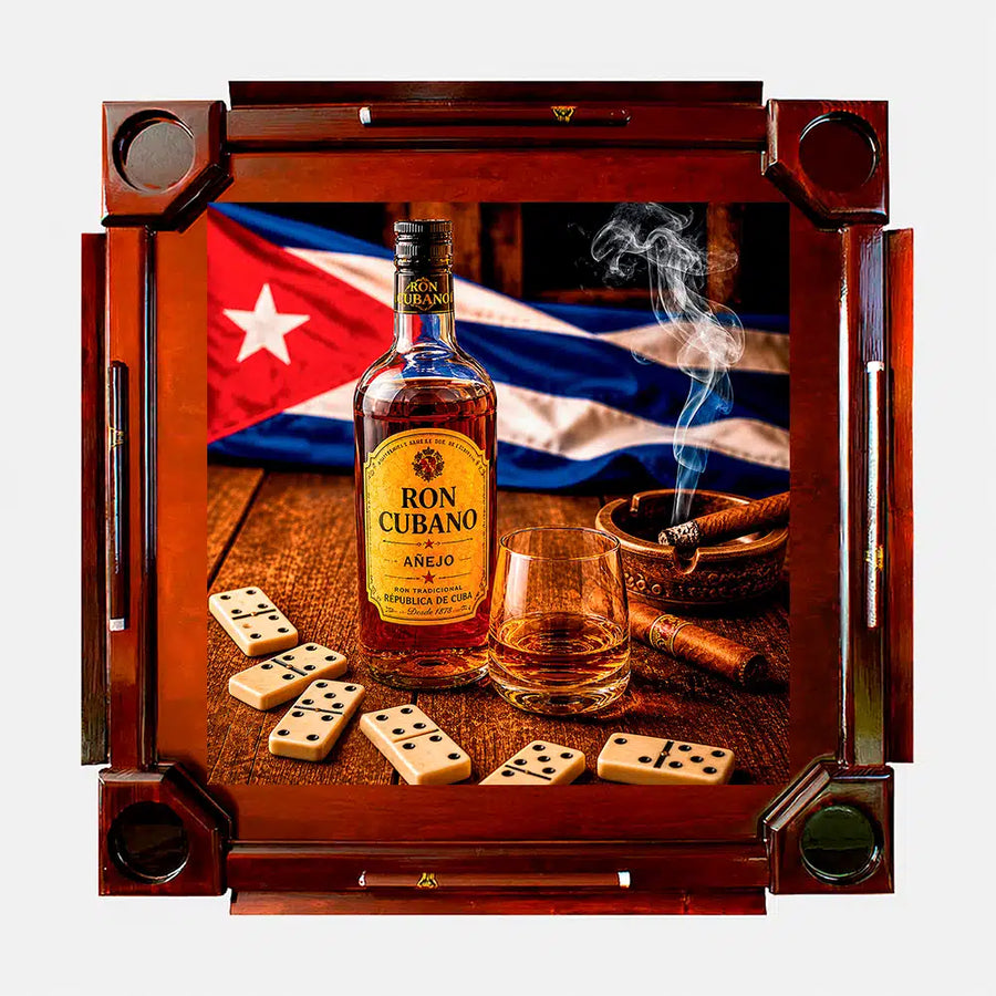 Wooden Domino Table — Dark Finish Wood / Cuban Rum