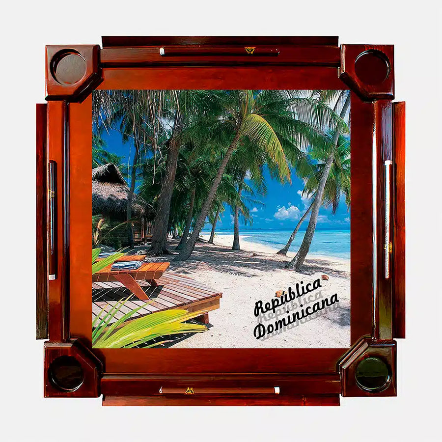 Wooden Domino Table — Dark Finish Wood / Dominican Beach