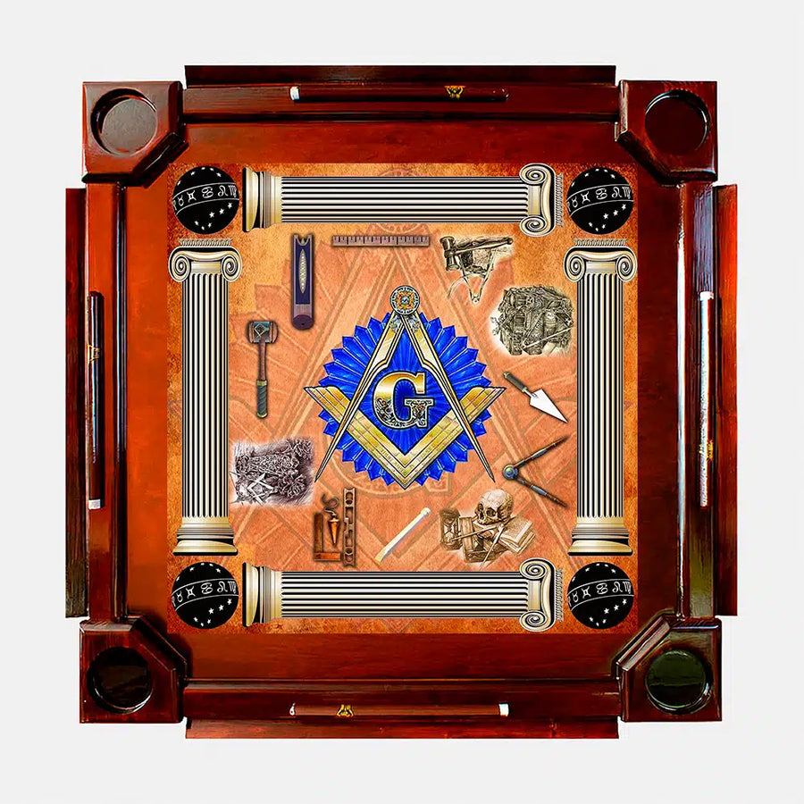 Wooden Domino Table — Dark Finish Wood / Freemasons
