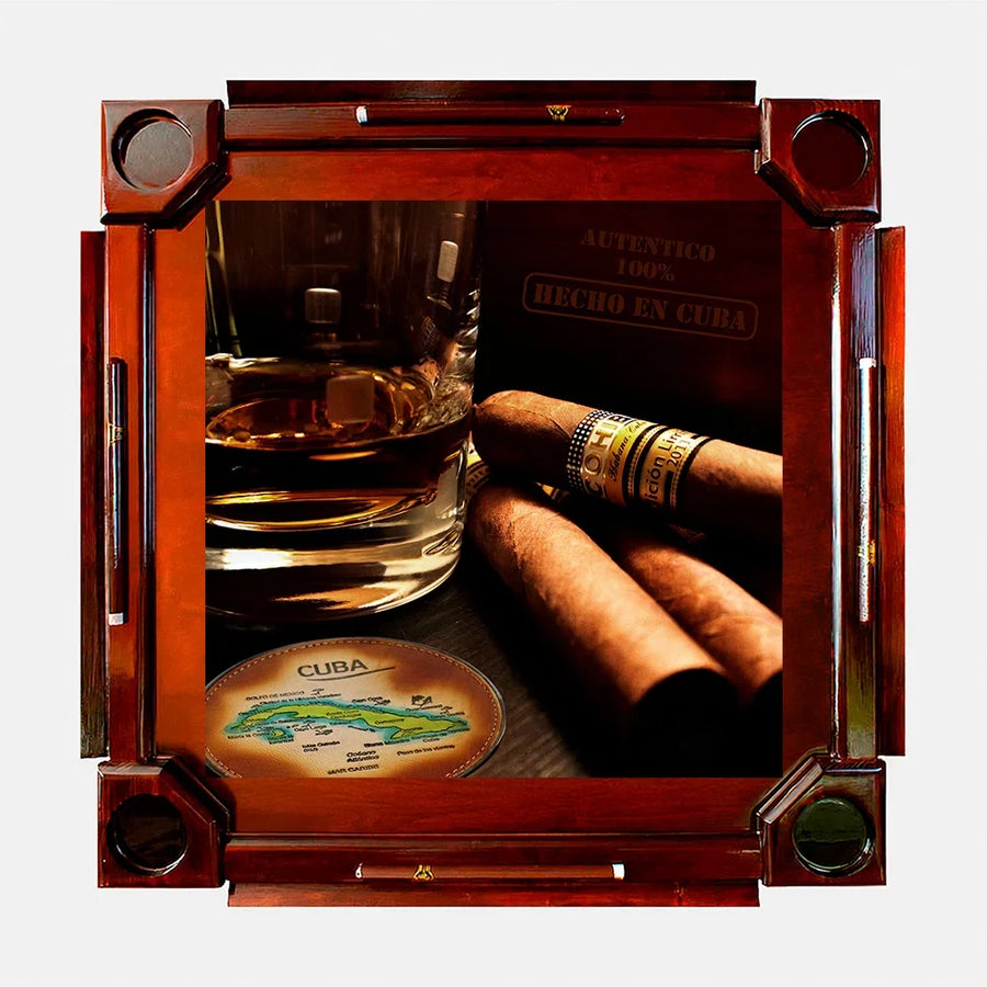Wooden Domino Table — Dark Finish Wood / New Whiskey