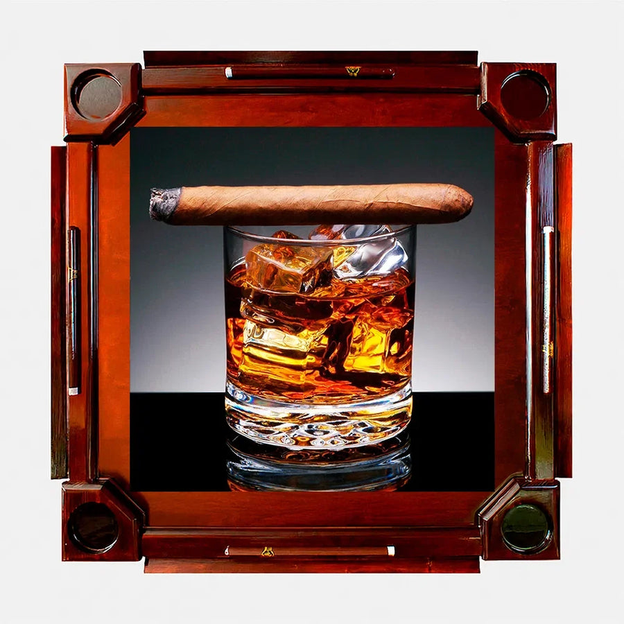 Wooden Domino Table — Dark Finish Wood / Old Whiskey