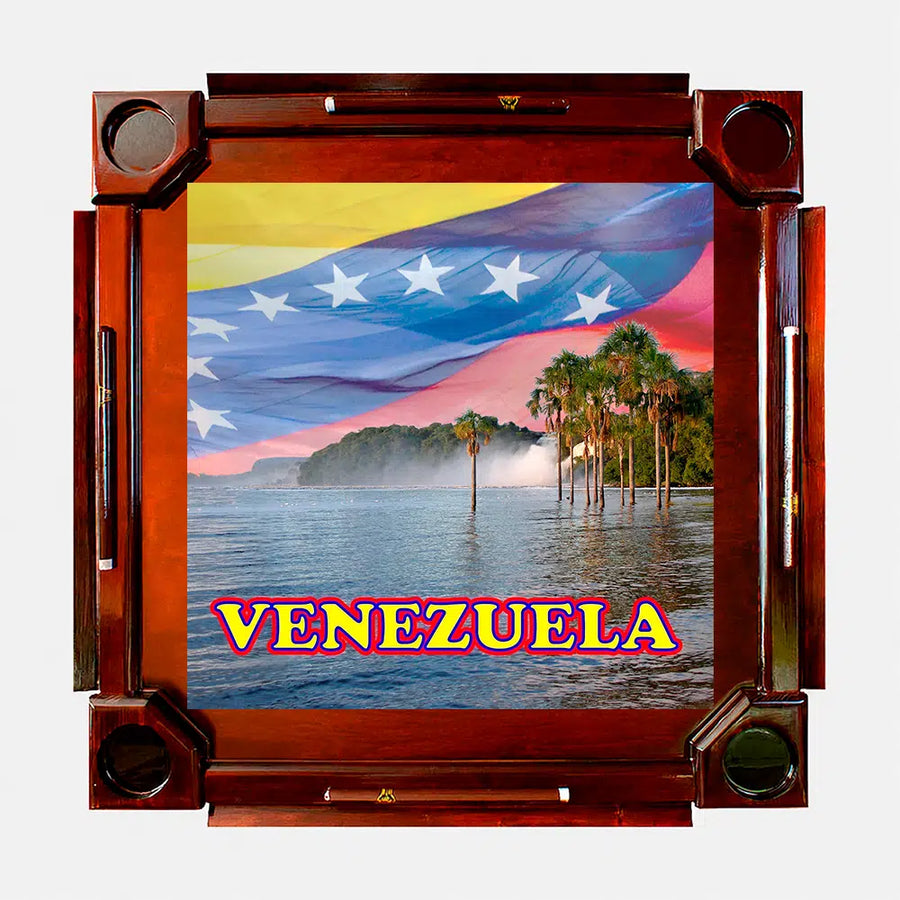Wooden Domino Table — Dark Finish Wood / Venezuela Sky