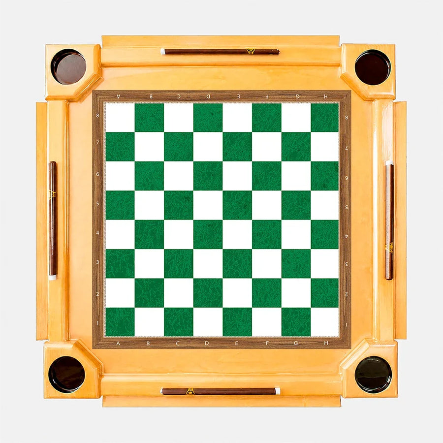 Wooden Domino Table — Natural Finish Wood / Chess Board