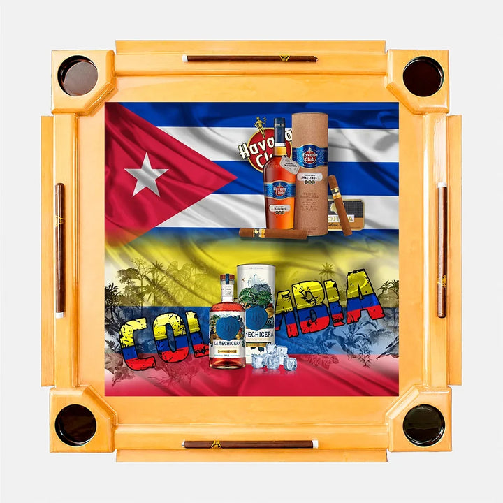 Wooden Domino Table — Natural Finish Wood / Cuba Colombia