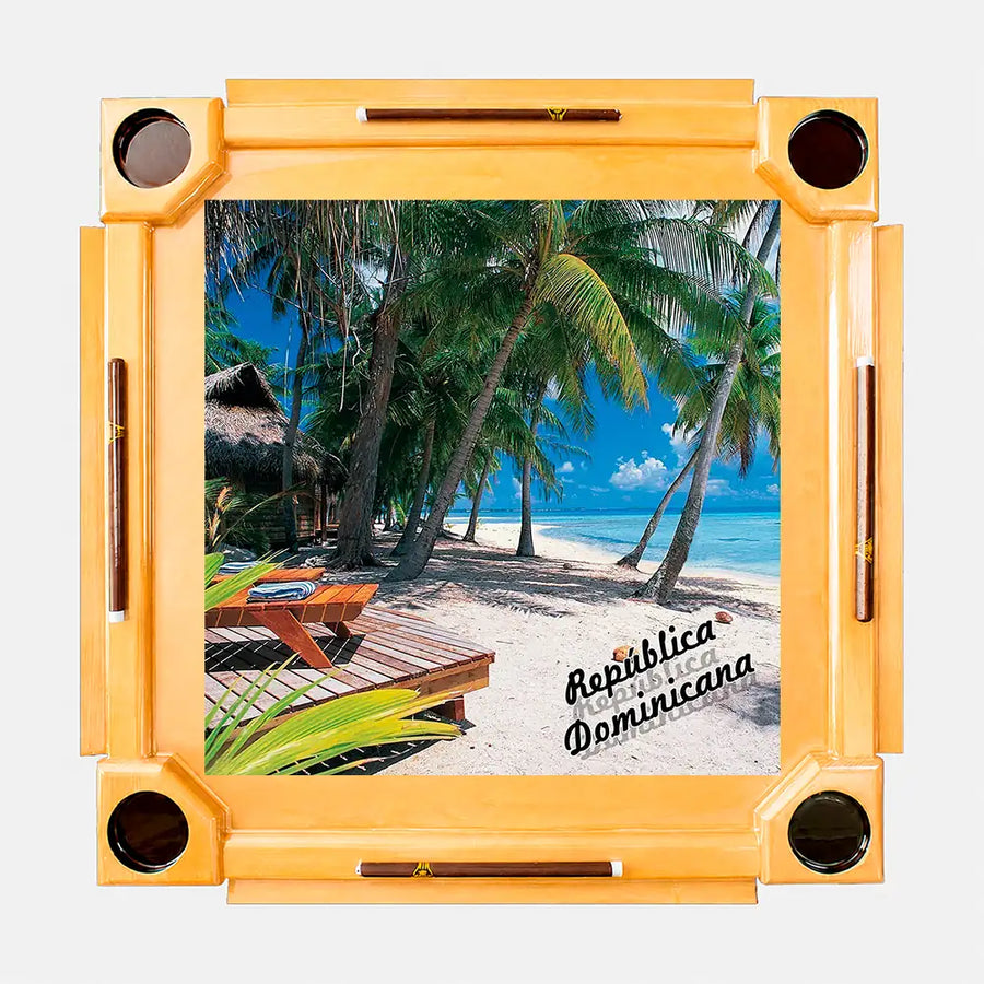 Wooden Domino Table — Natural Finish Wood / Dominican Beach