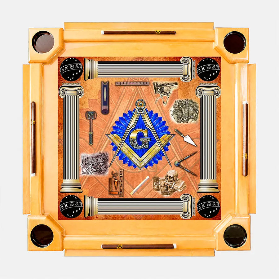 Wooden Domino Table — Natural Finish Wood / Freemasons