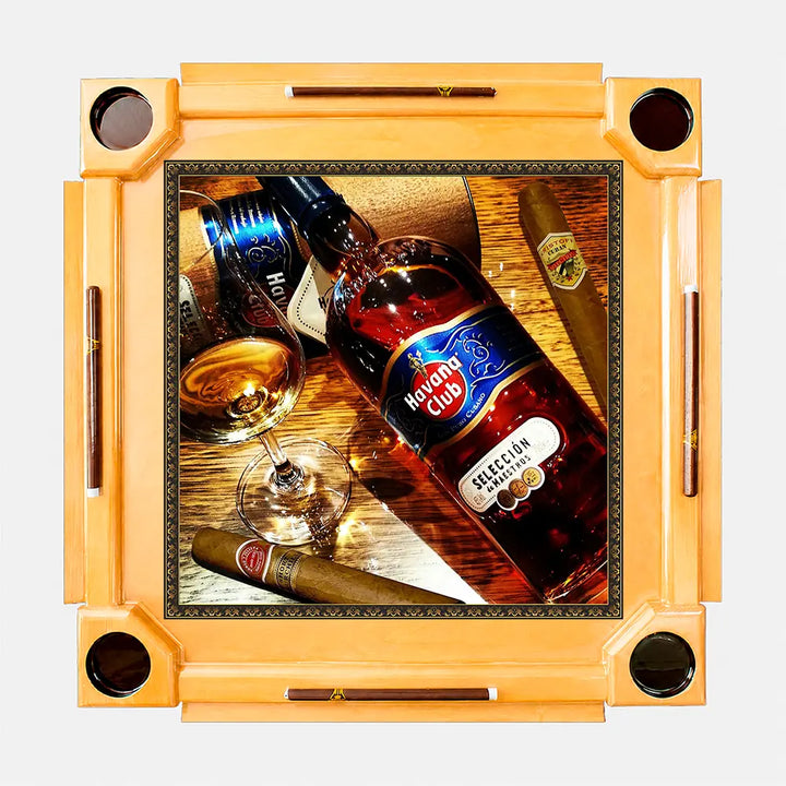 Wooden Domino Table — Natural Finish Wood / Havana Club