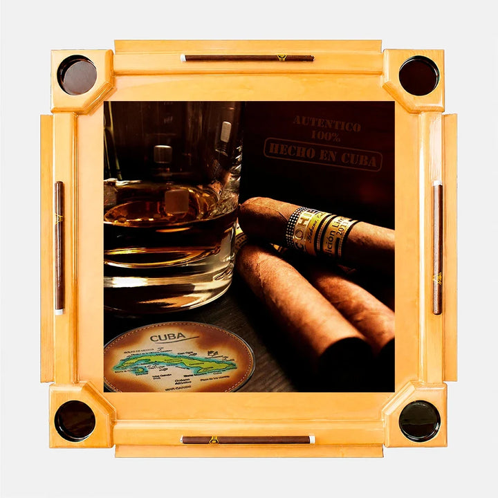 Wooden Domino Table — Natural Finish Wood / New Whiskey