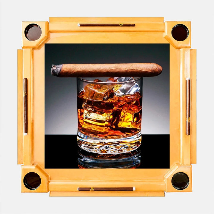 Wooden Domino Table — Natural Finish Wood / Old Whiskey