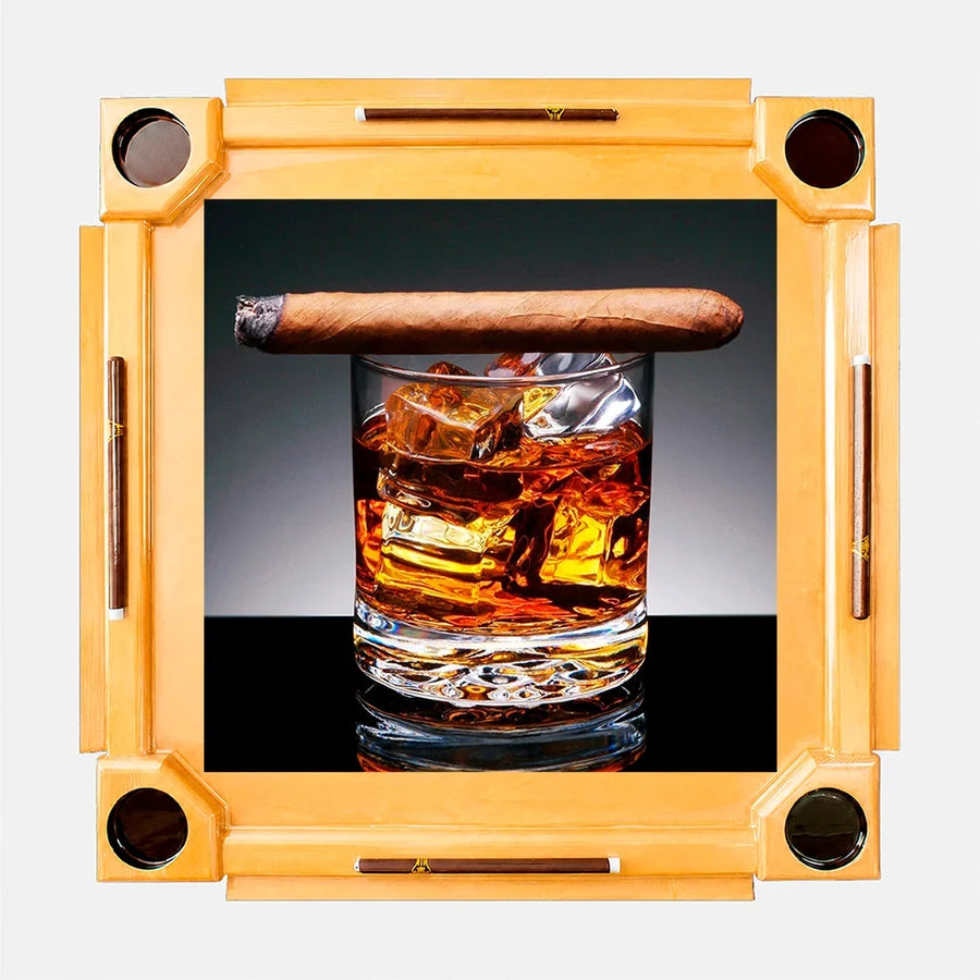 Wooden Domino Table — Natural Finish Wood / Old Whiskey