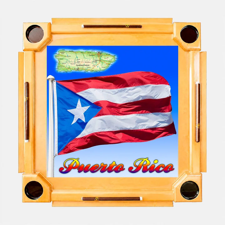 Wooden Domino Table — Natural Finish Wood / Puerto Rico