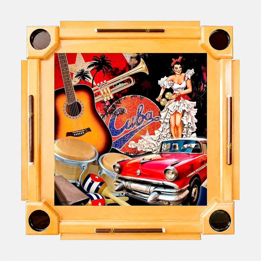 Wooden Domino Table — Natural Finish Wood / Rumba Dancer