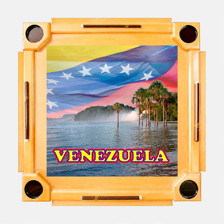 Wooden Domino Table — Natural Finish Wood / Venezuela Sky