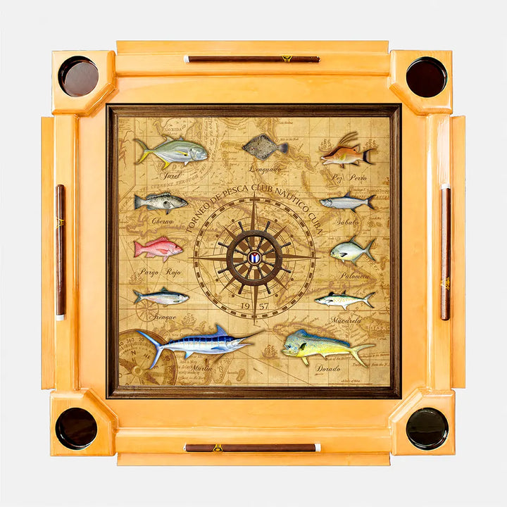 Wooden Domino Table — Natural Finish Wood / Yacht Club